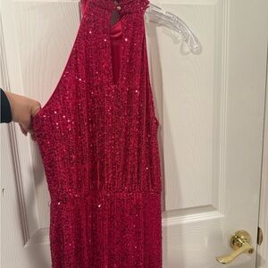 Pink Sequin Halter Dress